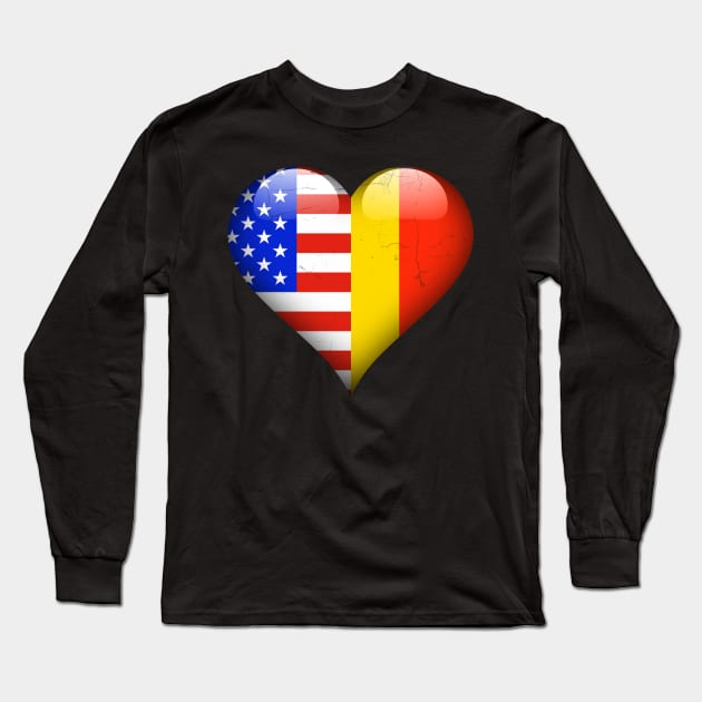 Half American Half Romanian - Gift for Romanian From Romania Long Sleeve T-Shirt by Country Flags